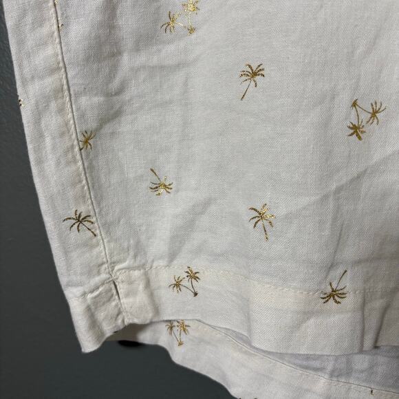 Old Navy Women's White Linen Blend Gold Palm Trees Everyday Shorts - Size 16 - Picture 3 of 7